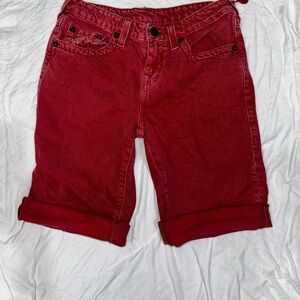 Red Denim Shorts